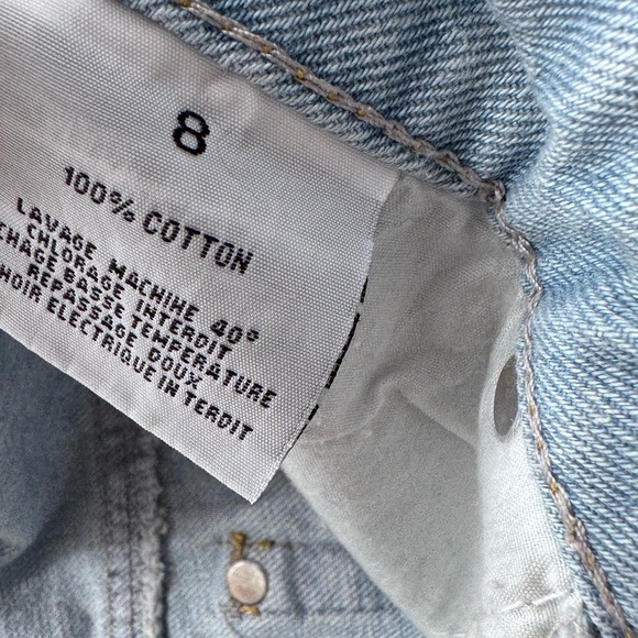 BOOGOO HIGH WAIST FRAY HEM FLOATY JEAN SHORTS Light Blue Frayed Denim Shorts - Picture 4 of 7